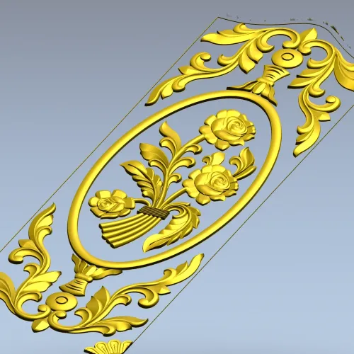 Rose Medallion Vertical Relief - STL 3D Model for CNC