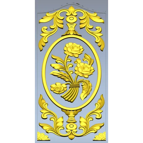 Rose Medallion Vertical Relief - STL 3D Model for CNC