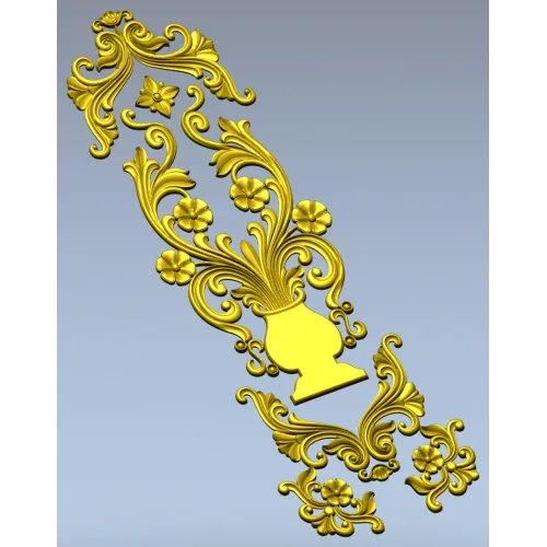Вертикальная резная накладка с вазой - 3D модель STL для ЧПУ