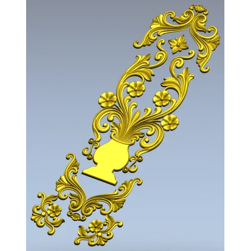 Вертикальная резная накладка с вазой - 3D модель STL для ЧПУ