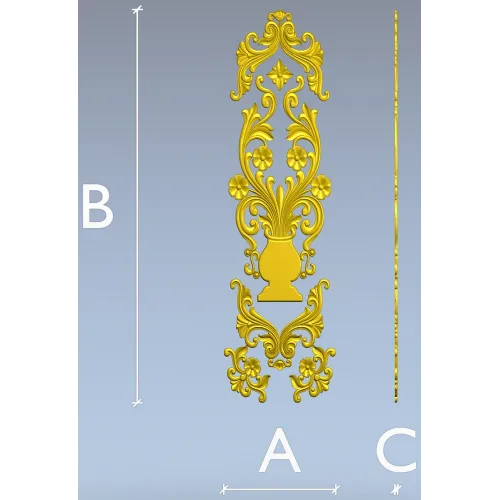 Вертикальная резная накладка с вазой - 3D модель STL для ЧПУ