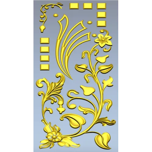 Вертикальная декоративная накладка "Винтажная лиана" - STL для ЧПУ