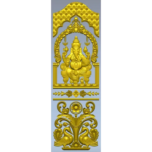 Ganesha Shrine Door Panel STL for CNC