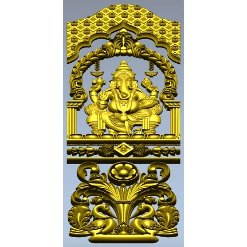 Ganesha Shrine Door Panel STL for CNC