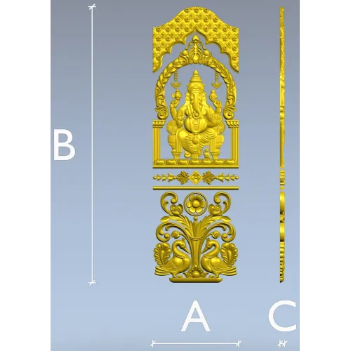 Ganesha Shrine Door Panel STL for CNC