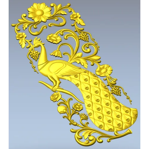 Peacock Decorative Panel STL for CNC Milling