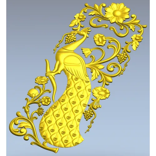 Peacock Decorative Panel STL for CNC Milling