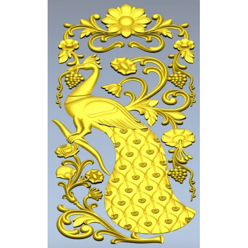 Peacock Decorative Panel STL for CNC Milling