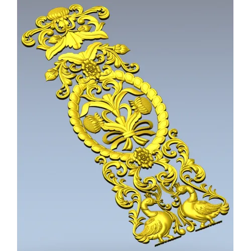 Baroque Vertical Applique STL 3D Model for CNC