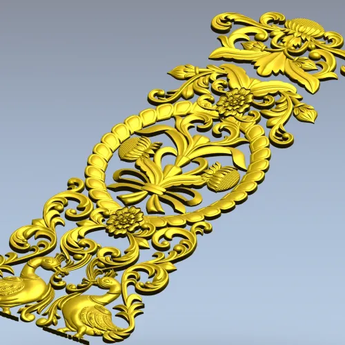 Baroque Vertical Applique STL 3D Model for CNC