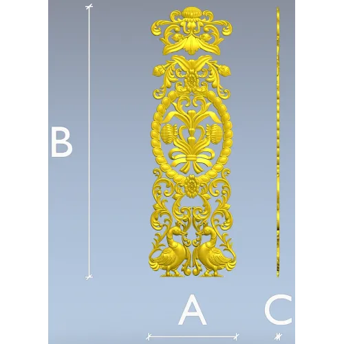 Baroque Vertical Applique STL 3D Model for CNC
