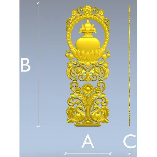 Декоративная накладка "Лотосная ваза и лебеди" - STL для ЧПУ