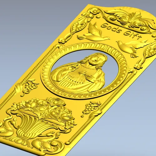 Благословенная панель - 3D модель STL для ЧПУ с изображением Сердца Иисуса