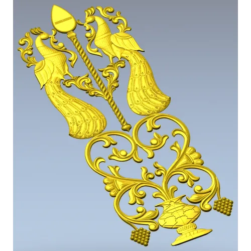 Peacock Ornamental Panel STL for CNC Milling