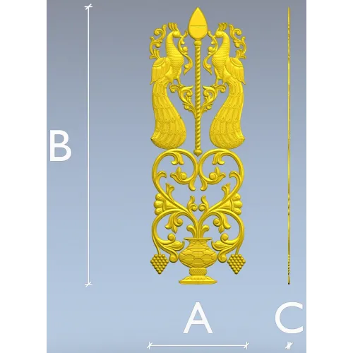 Peacock Ornamental Panel STL for CNC Milling