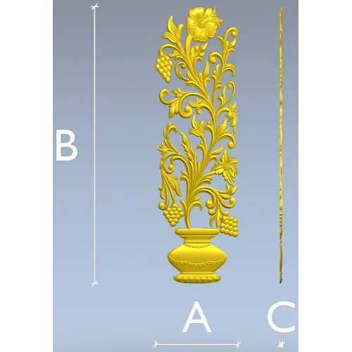 Vine Vase Vertical Relief STL for CNC