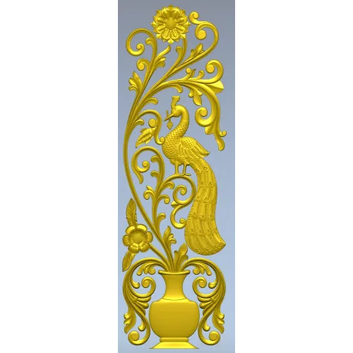 Ornamental Peafowl Vertical Panel STL for CNC