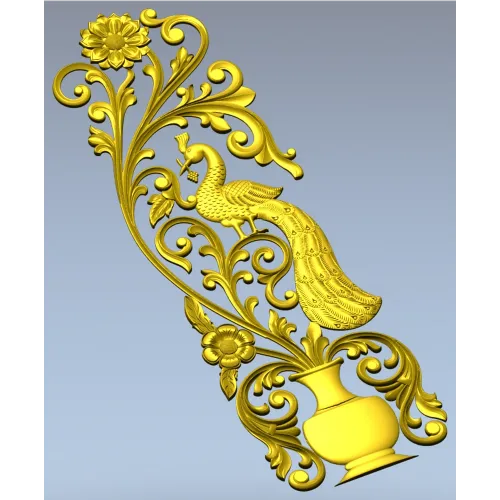 Ornamental Peafowl Vertical Panel STL for CNC