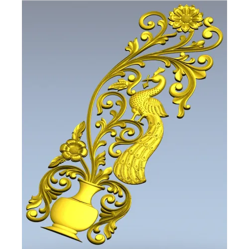 Ornamental Peafowl Vertical Panel STL for CNC