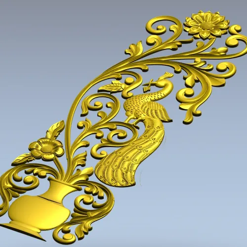 Ornamental Peafowl Vertical Panel STL for CNC