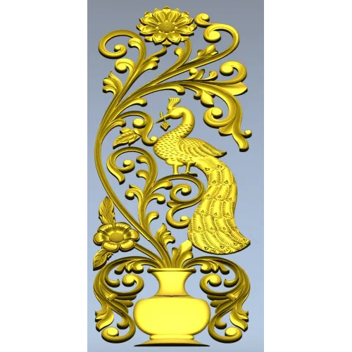 Ornamental Peafowl Vertical Panel STL for CNC
