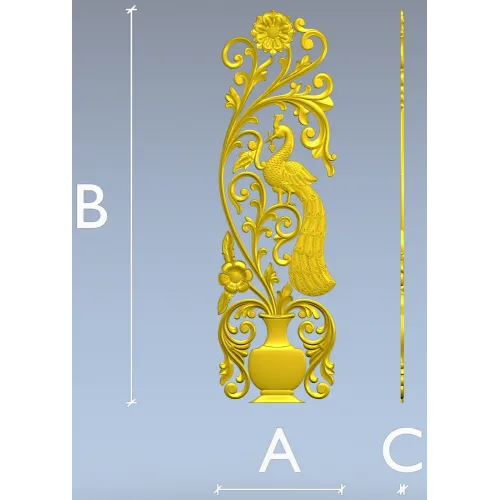 Ornamental Peafowl Vertical Panel STL for CNC