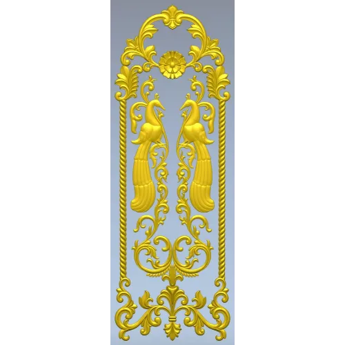 Twin Peacock Decorative Panel STL