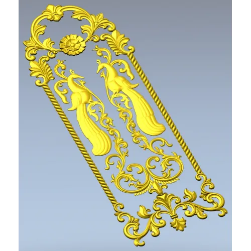 Twin Peacock Decorative Panel STL