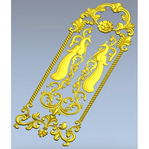 Twin Peacock Decorative Panel STL