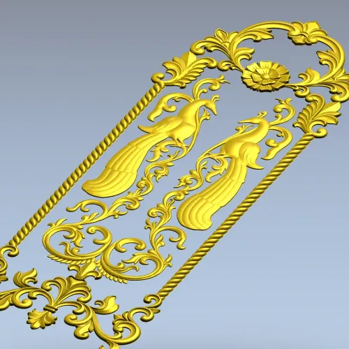 Twin Peacock Decorative Panel STL