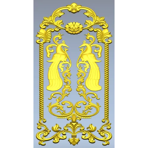 Twin Peacock Decorative Panel STL