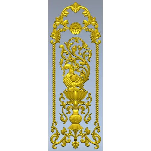 Lotus Peafowl Vertical Panel STL for CNC