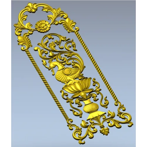 Lotus Peafowl Vertical Panel STL for CNC