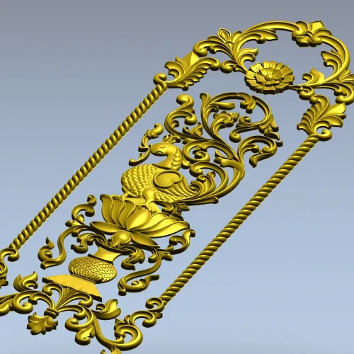 Lotus Peafowl Vertical Panel STL for CNC