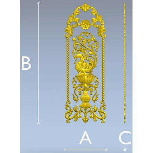 Lotus Peafowl Vertical Panel STL for CNC