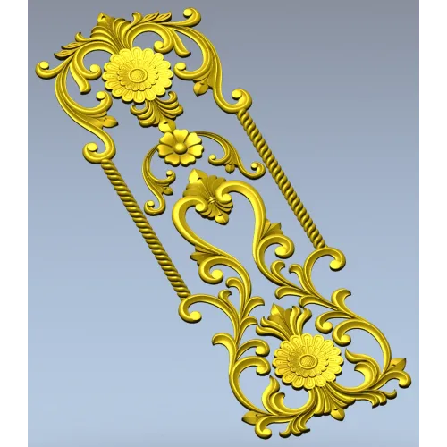 Ornate Floral Door Panel STL for CNC