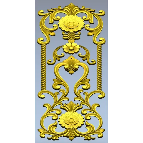 Ornate Floral Door Panel STL for CNC