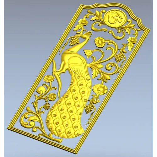 Peacock Vine Decorative Panel - STL 3D Model for CNC