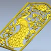 Peacock Vine Decorative Panel - STL 3D Model for CNC