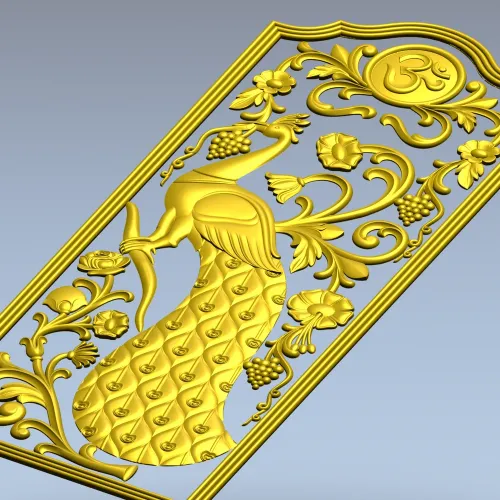 Peacock Vine Decorative Panel - STL 3D Model for CNC