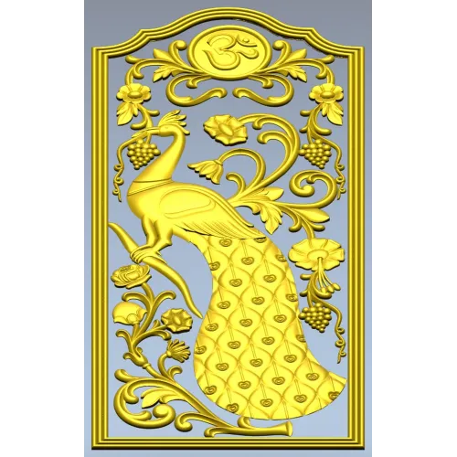 Peacock Vine Decorative Panel - STL 3D Model for CNC
