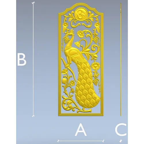 Peacock Vine Decorative Panel - STL 3D Model for CNC