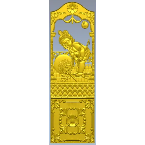 Декоративная дверная панель с рельефом ребёнка - STL для ЧПУ