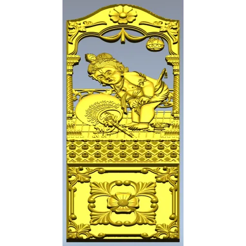 Декоративная дверная панель с рельефом ребёнка - STL для ЧПУ