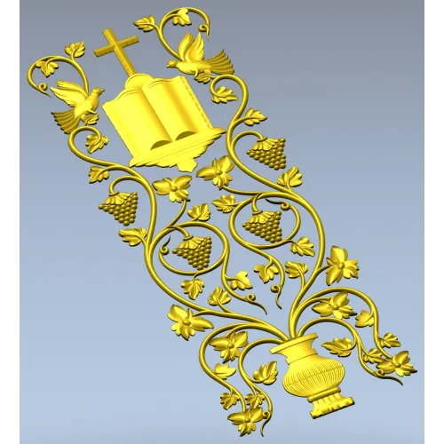 Религиозная декоративная панель "Евангелие и лоза" - 3D модель STL для ЧПУ