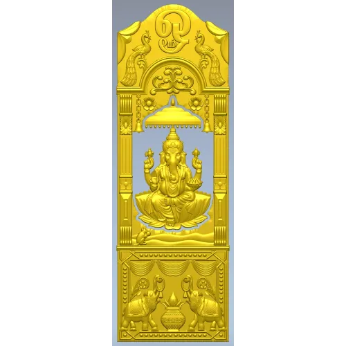 Ganesha Shrine Door Panel - detailed STL 3D model for CNC