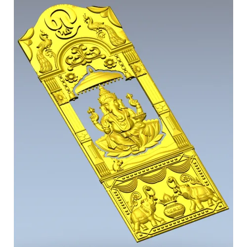 Ganesha Shrine Door Panel - detailed STL 3D model for CNC