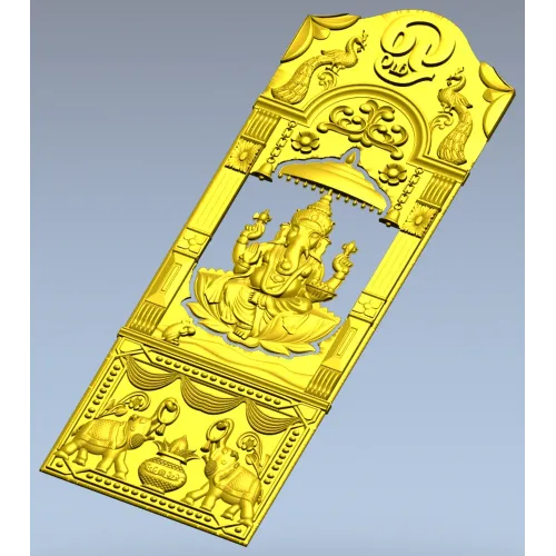 Ganesha Shrine Door Panel - detailed STL 3D model for CNC