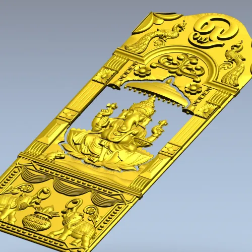 Ganesha Shrine Door Panel - detailed STL 3D model for CNC