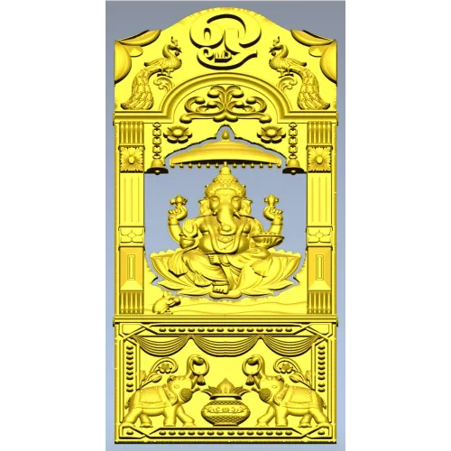 Ganesha Shrine Door Panel - detailed STL 3D model for CNC